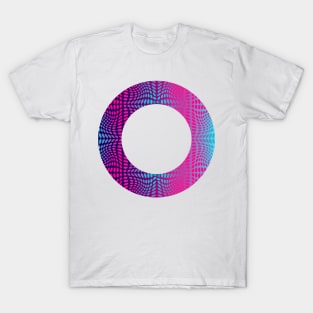 Abstract ornamental Zero sign, abstract circle sign in pink and blue T-Shirt